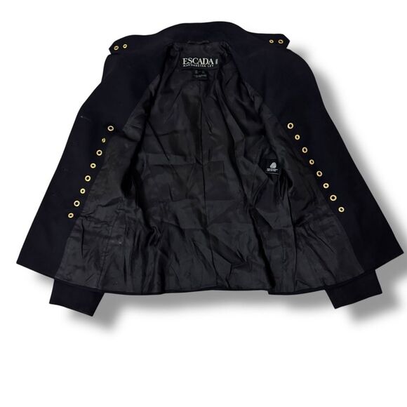 Escada Margaretha Ley Navy Blue Wool Blazer with Gold Grommets Size 36 US 4 - Picture 6 of 8